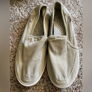 Khaki Sanuk slip on shoes